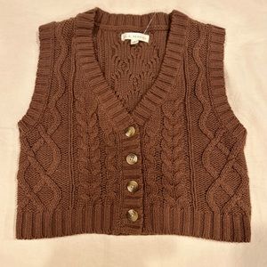 PAC Sun LA Hearts Shrunken Sweater Vest Cable knit, Size XS